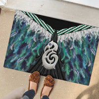 Aotearoa Korowai Motif Rubber Doormat Hei Manaia Poutama Maori Pattern