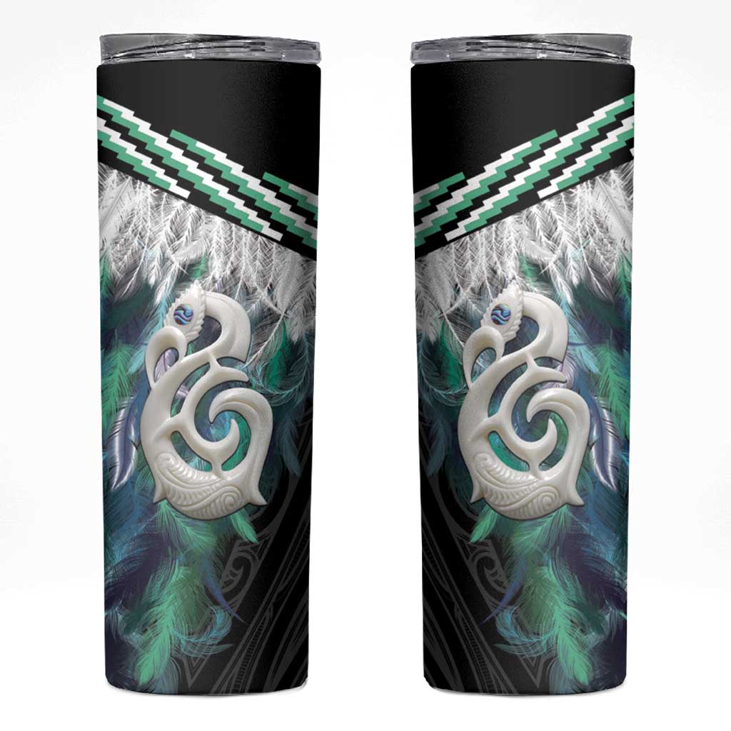 Aotearoa Korowai Motif Skinny Tumbler Hei Manaia Poutama Maori Pattern