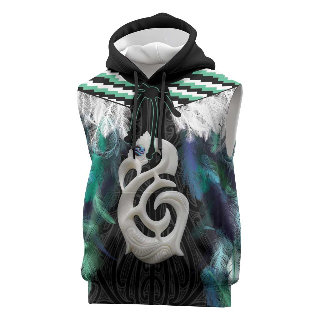 Aotearoa Korowai Motif Sleeveless Hoodie Hei Manaia Poutama Maori Pattern - Polynesian Pride