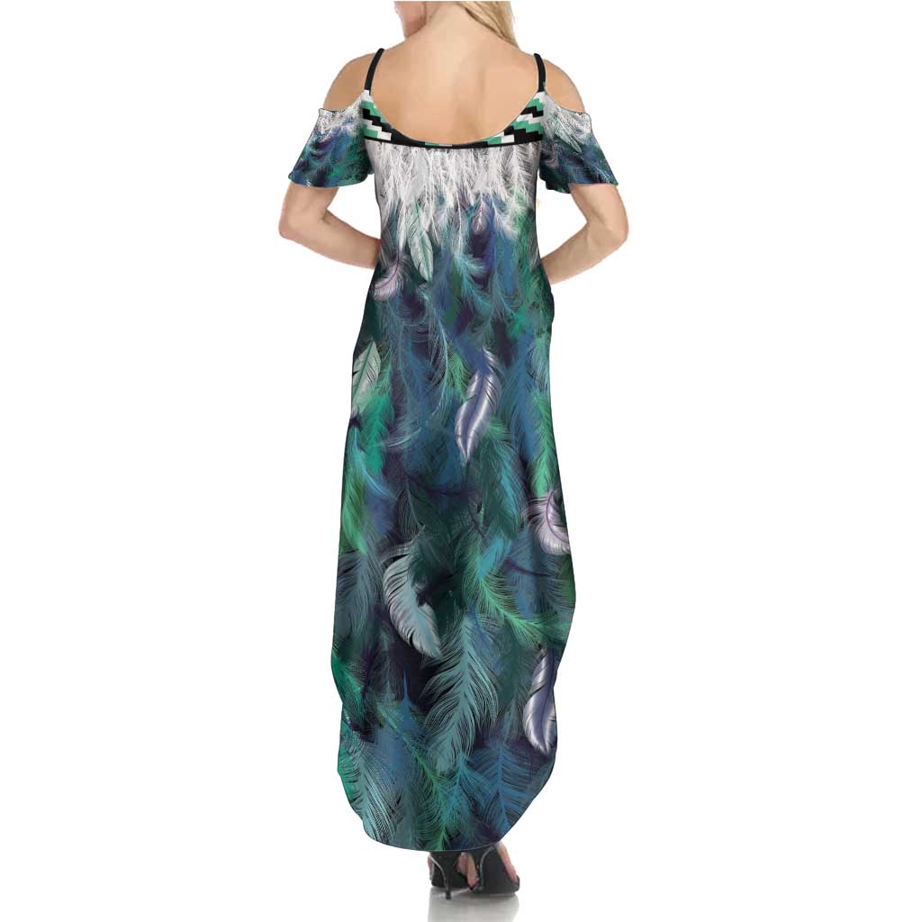 Aotearoa Korowai Motif Summer Maxi Dress Hei Manaia Poutama Maori Pattern