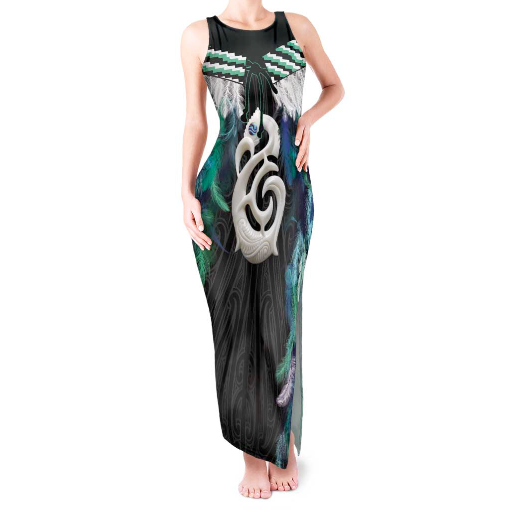 Aotearoa Korowai Motif Tank Maxi Dress Hei Manaia Poutama Maori Pattern