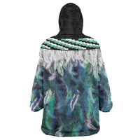Aotearoa Korowai Motif Wearable Blanket Hoodie Hei Manaia Poutama Maori Pattern