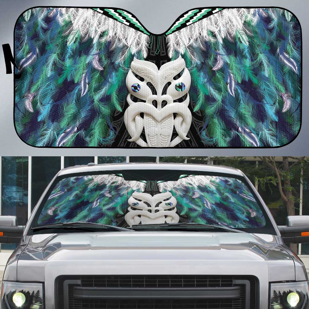 Aotearoa Korowai Motif Auto Sun Shade Maori Wheku Poutama - Polynesian Pride