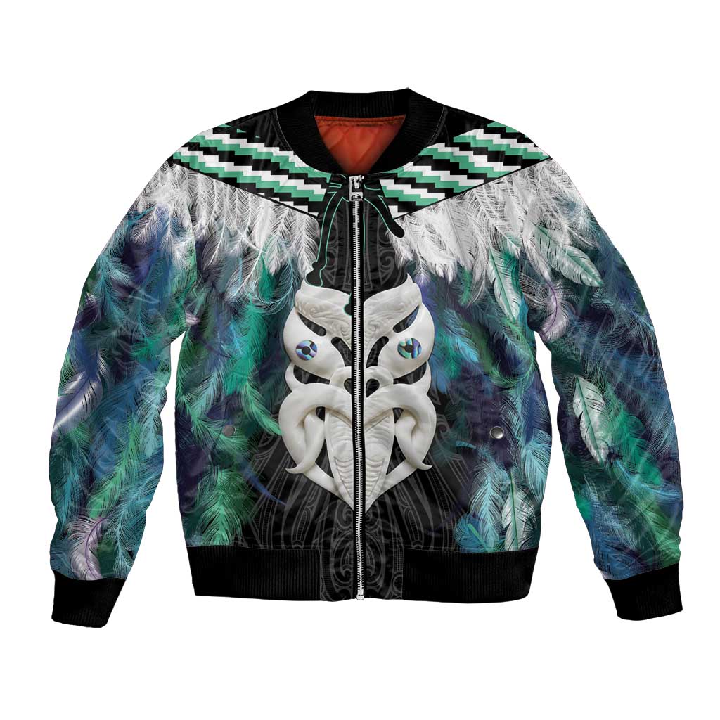 Aotearoa Korowai Motif Bomber Jacket Maori Wheku Poutama