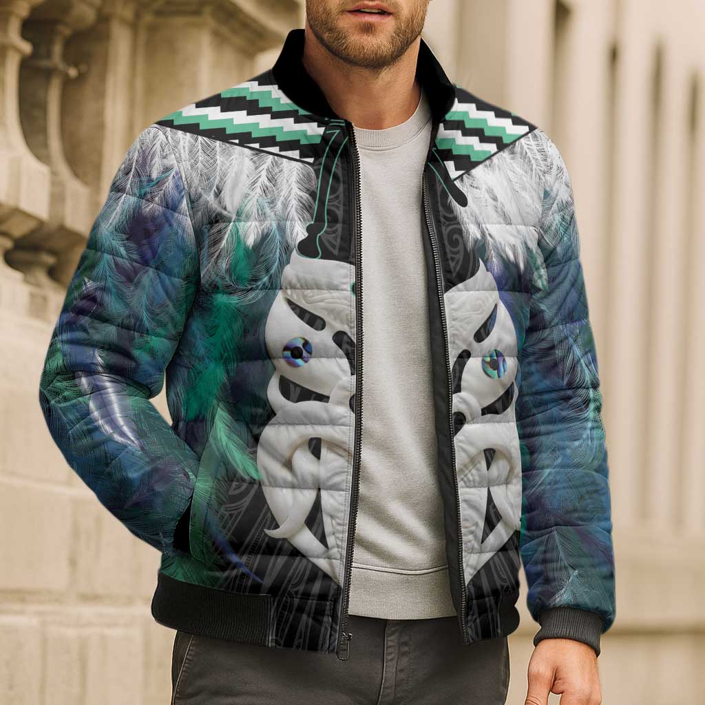 Aotearoa Korowai Motif Bomber Puffer Jacket Maori Wheku Poutama - Polynesian Pride