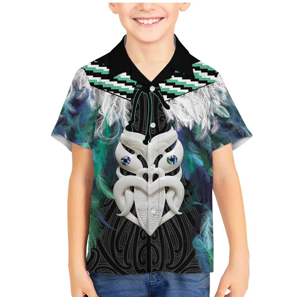 Aotearoa Korowai Motif Family Matching Mermaid Dress and Hawaiian Shirt Maori Wheku Poutama