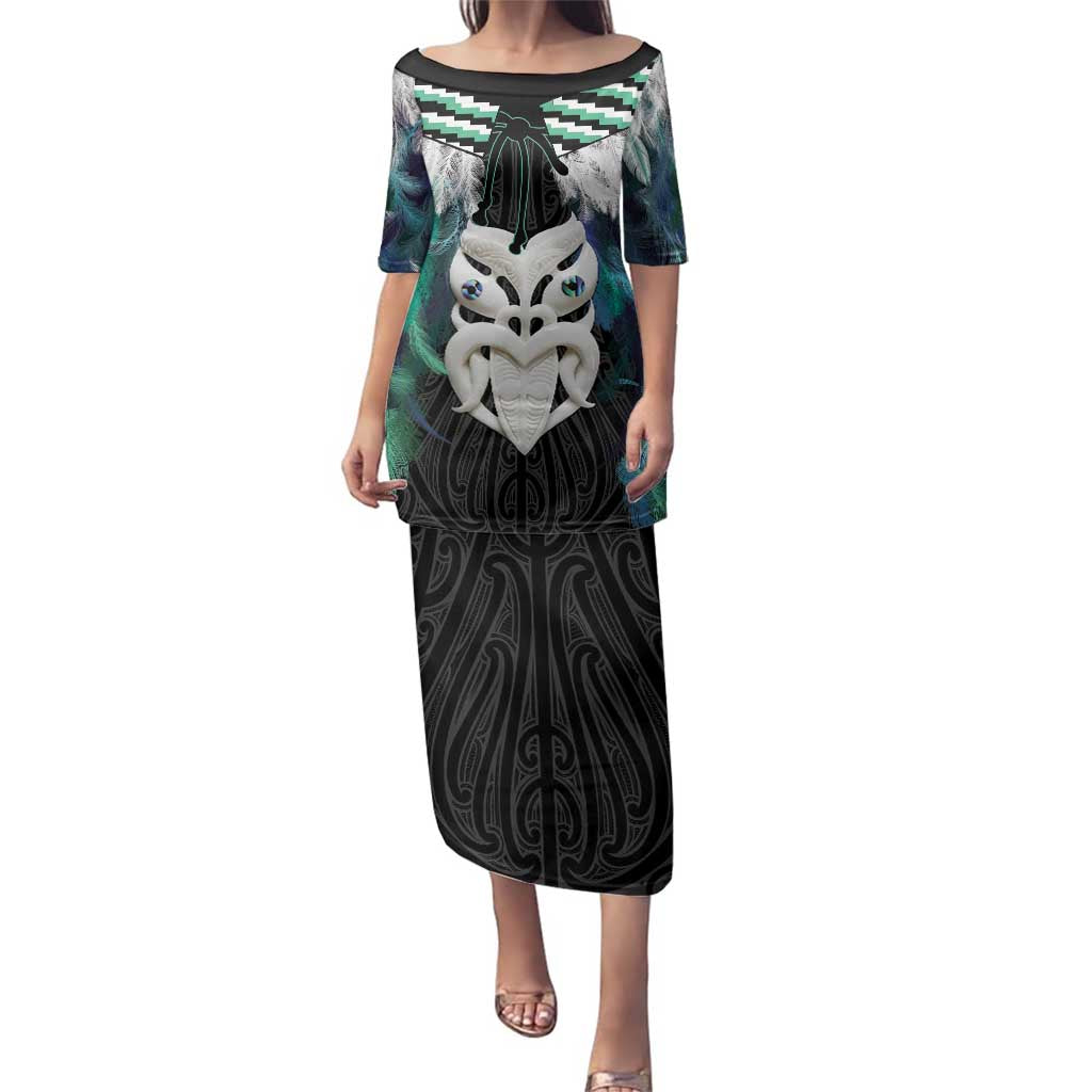 Aotearoa Korowai Motif Family Matching Puletasi and Hawaiian Shirt Maori Wheku Poutama