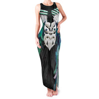 Aotearoa Korowai Motif Family Matching Tank Maxi Dress and Hawaiian Shirt Maori Wheku Poutama