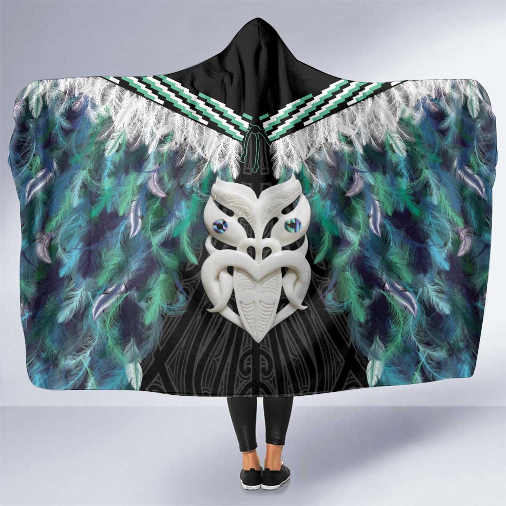 Aotearoa Korowai Motif Hooded Blanket Maori Wheku Poutama LT14 One Size Turquoise - Polynesian Pride