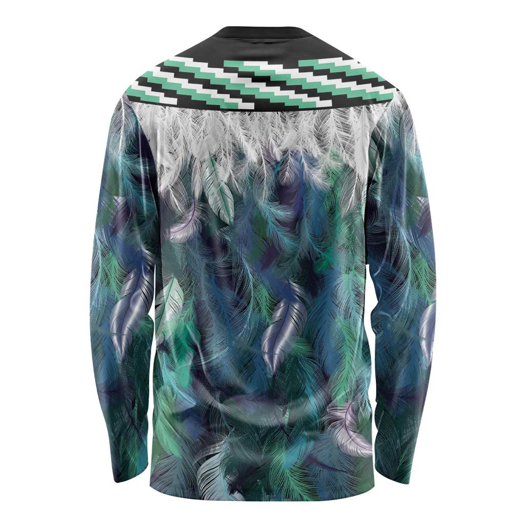 Aotearoa Korowai Motif Long Sleeve Shirt Maori Wheku Poutama