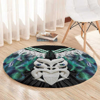 Aotearoa Korowai Motif Round Carpet Maori Wheku Poutama