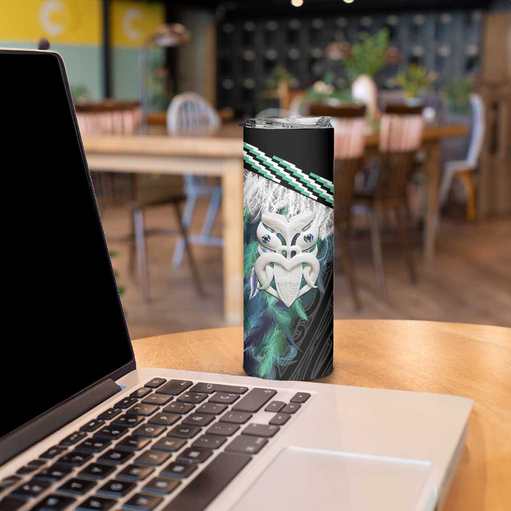 Aotearoa Korowai Motif Skinny Tumbler Maori Wheku Poutama