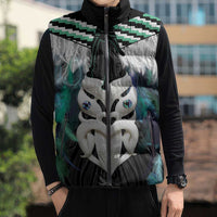 Aotearoa Korowai Motif Sleeveless Puffer Jacket Maori Wheku Poutama - Polynesian Pride