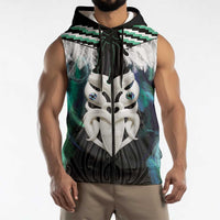 Aotearoa Korowai Motif Sleeveless Zip Hoodie Maori Wheku Poutama LT14