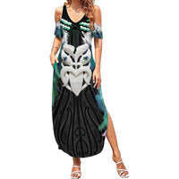 Aotearoa Korowai Motif Summer Maxi Dress Maori Wheku Poutama