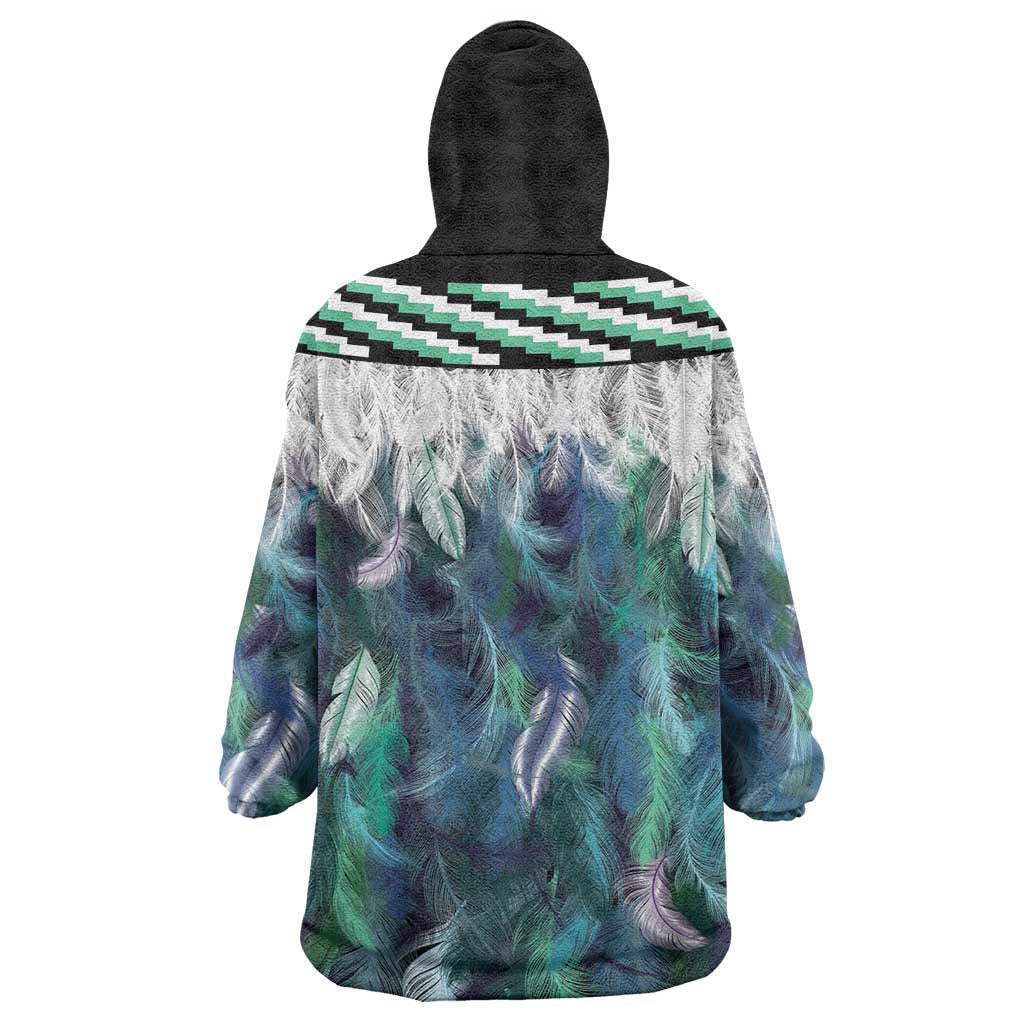 Aotearoa Korowai Motif Wearable Blanket Hoodie Maori Wheku Poutama