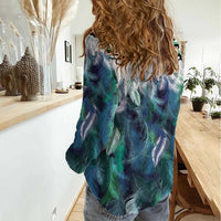 Aotearoa Korowai Motif Women Casual Shirt Maori Wheku Poutama