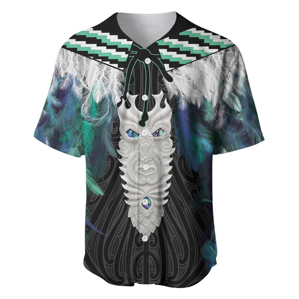 Aotearoa Korowai Motif Baseball Jersey Maori Tane Poutama LT14 Turquoise - Polynesian Pride