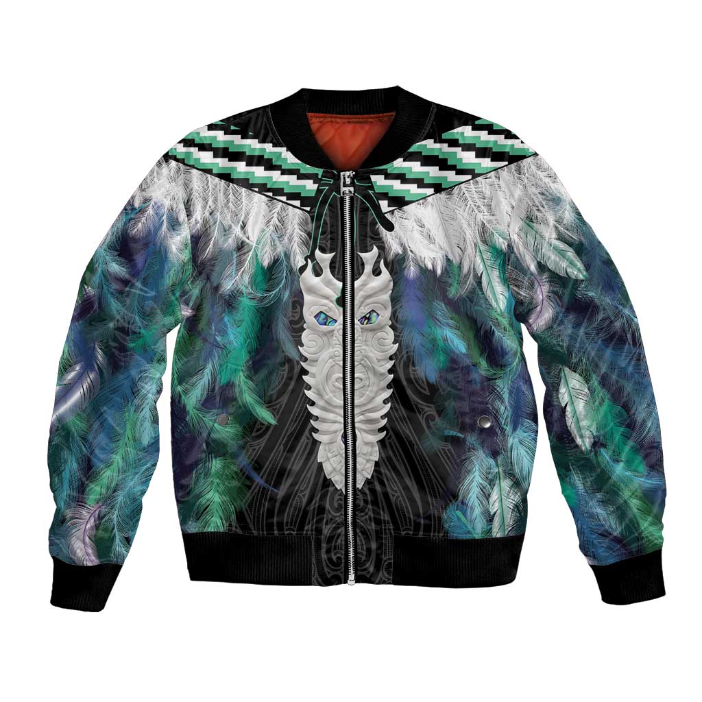 Aotearoa Korowai Motif Bomber Jacket Maori Tane Poutama