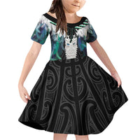 Aotearoa Korowai Motif Family Matching Off Shoulder Short Dress and Hawaiian Shirt Maori Tane Poutama