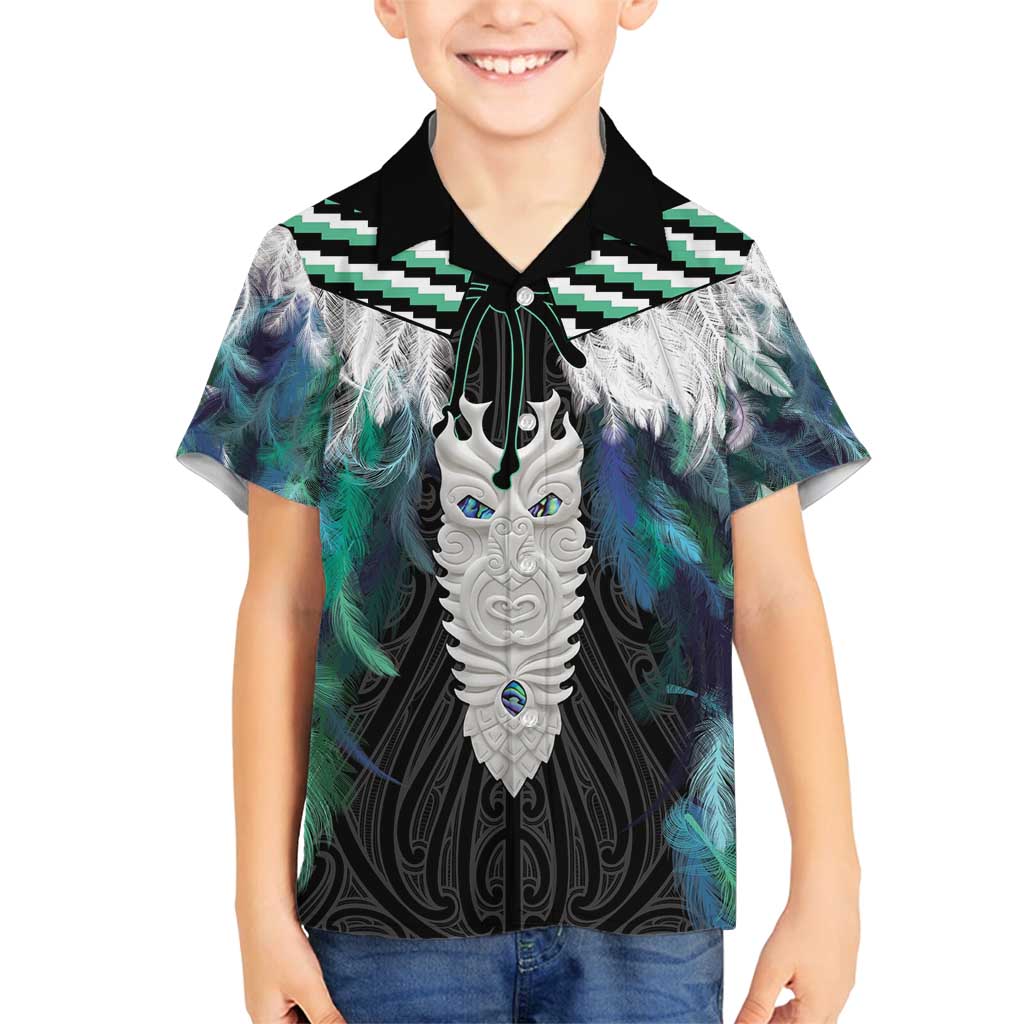 Aotearoa Korowai Motif Family Matching Off Shoulder Short Dress and Hawaiian Shirt Maori Tane Poutama