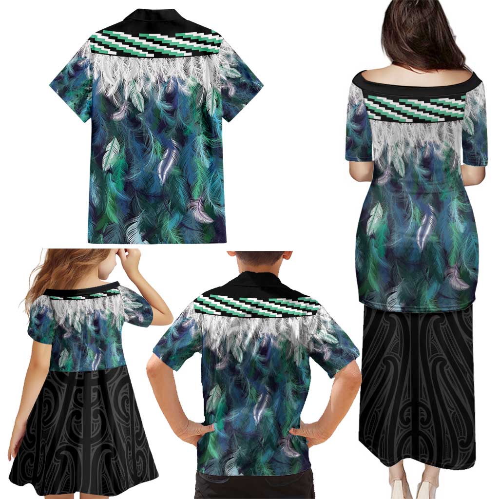 Aotearoa Korowai Motif Family Matching Puletasi and Hawaiian Shirt Maori Tane Poutama
