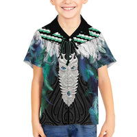 Aotearoa Korowai Motif Kid Hawaiian Shirt Maori Tane Poutama LT14 Kid Turquoise - Polynesian Pride
