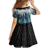 Aotearoa Korowai Motif Kid Short Sleeve Dress Maori Tane Poutama