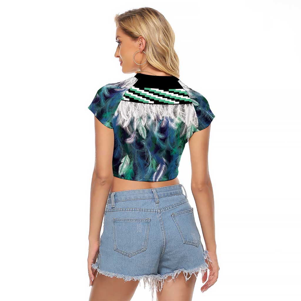 Aotearoa Korowai Motif Raglan Cropped T Shirt Maori Tane Poutama LT14 - Polynesian Pride