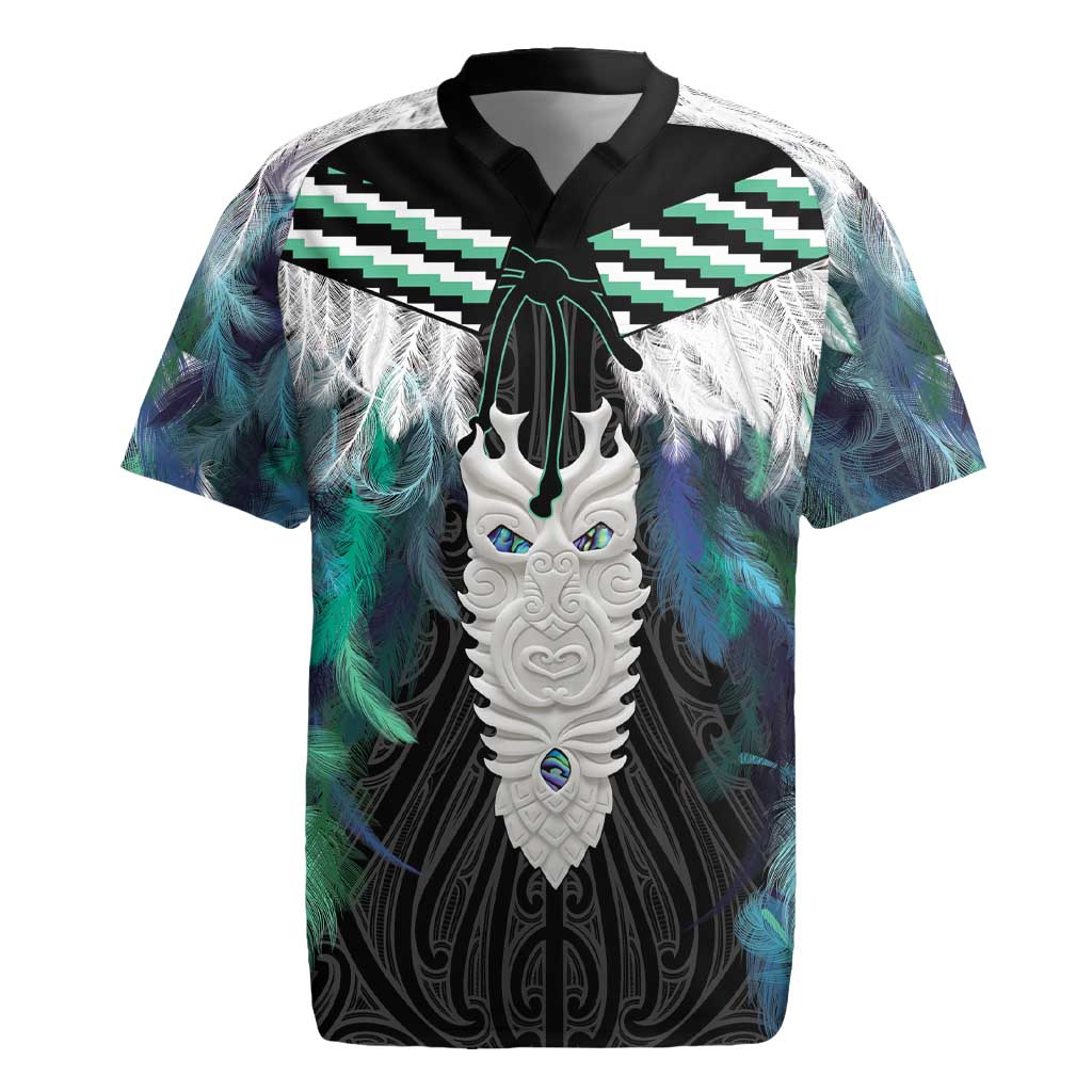 Aotearoa Korowai Motif Rugby Jersey Maori Tane Poutama LT14 Turquoise - Polynesian Pride