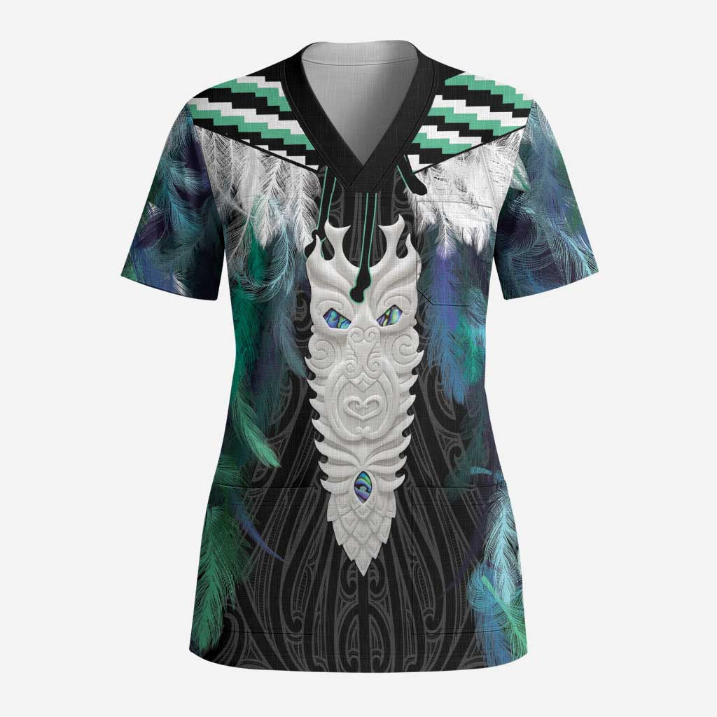 Aotearoa Korowai Motif Scrub Top Maori Tane Poutama - Polynesian Pride