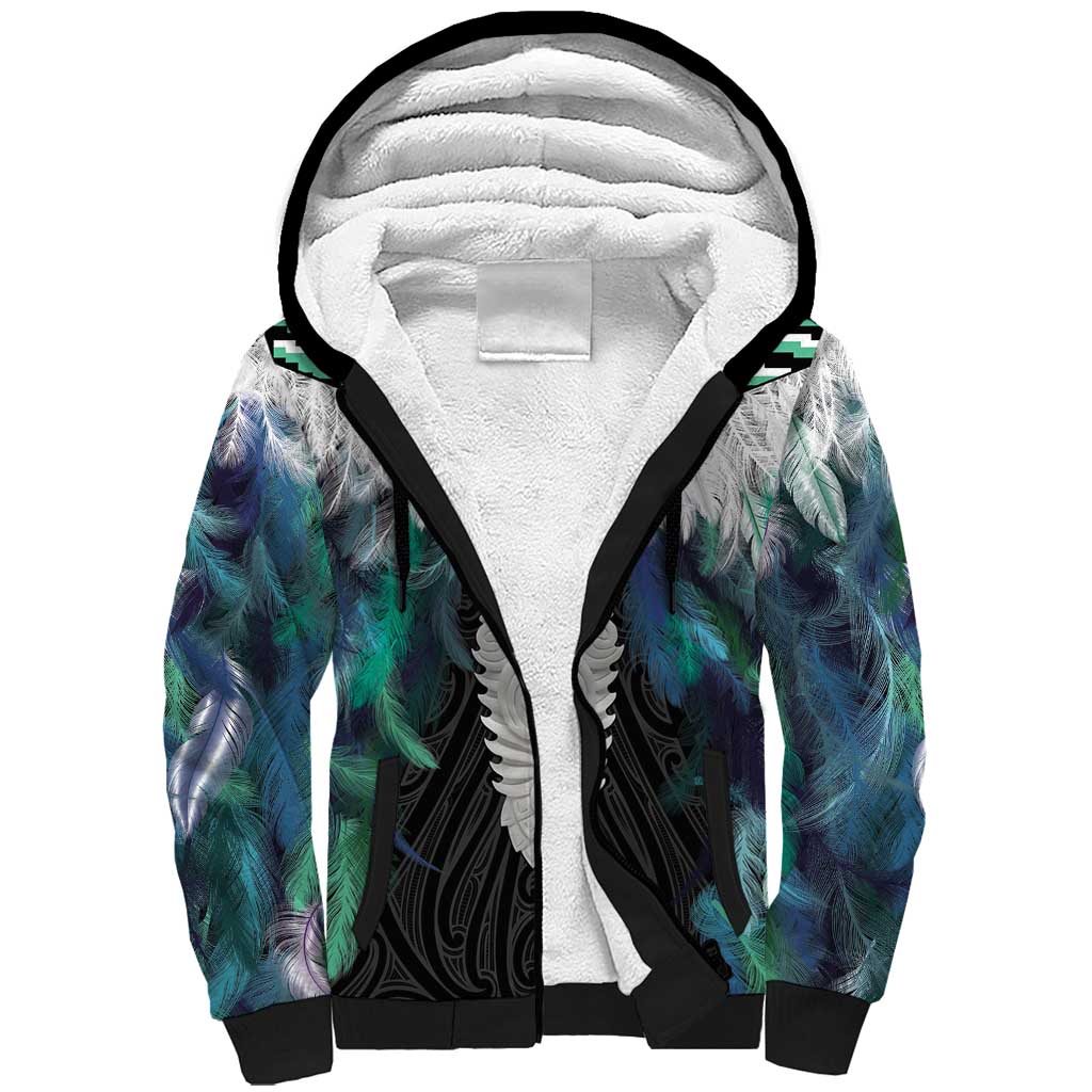 Aotearoa Korowai Motif Sherpa Hoodie Maori Tane Poutama