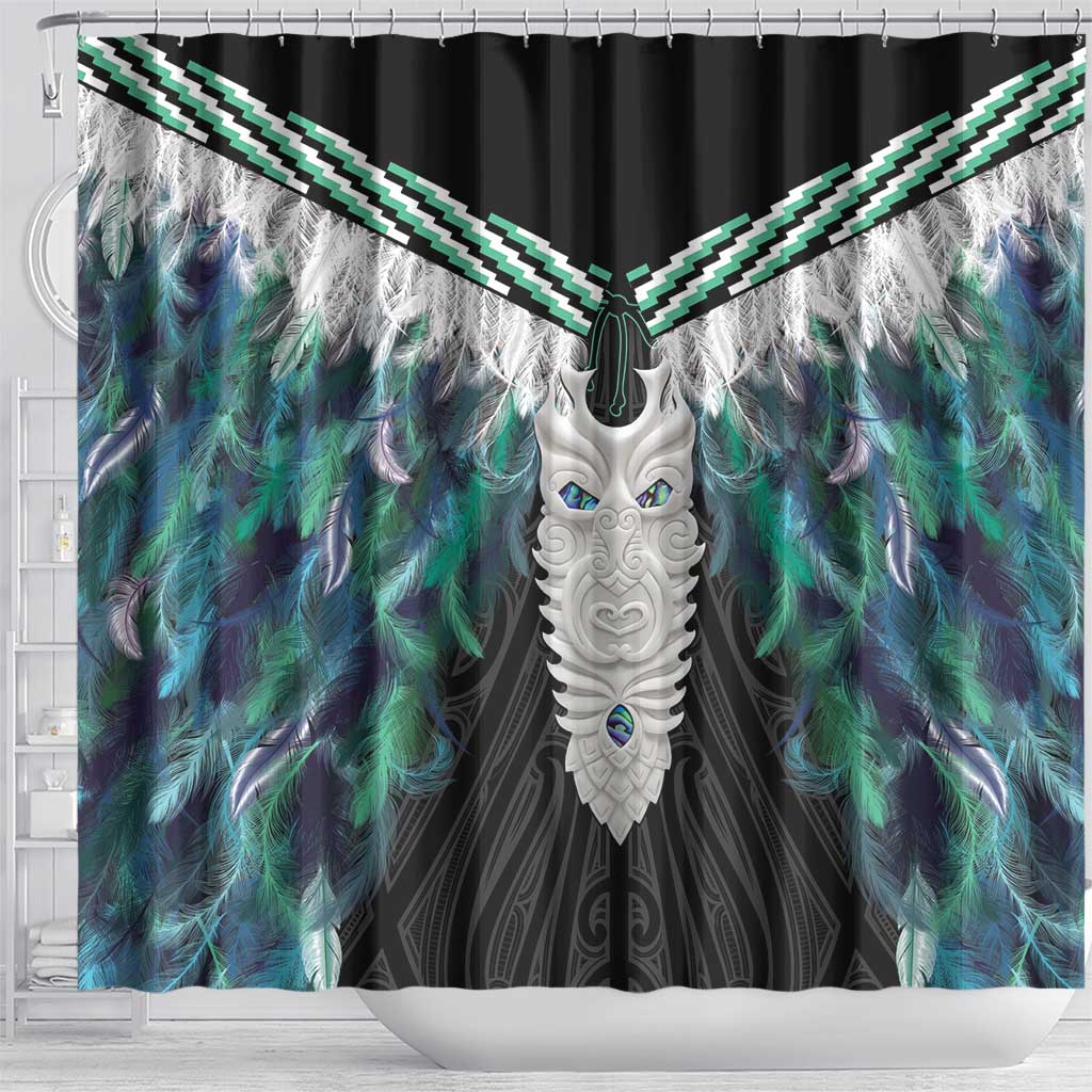 Aotearoa Korowai Motif Shower Curtain Maori Tane Poutama