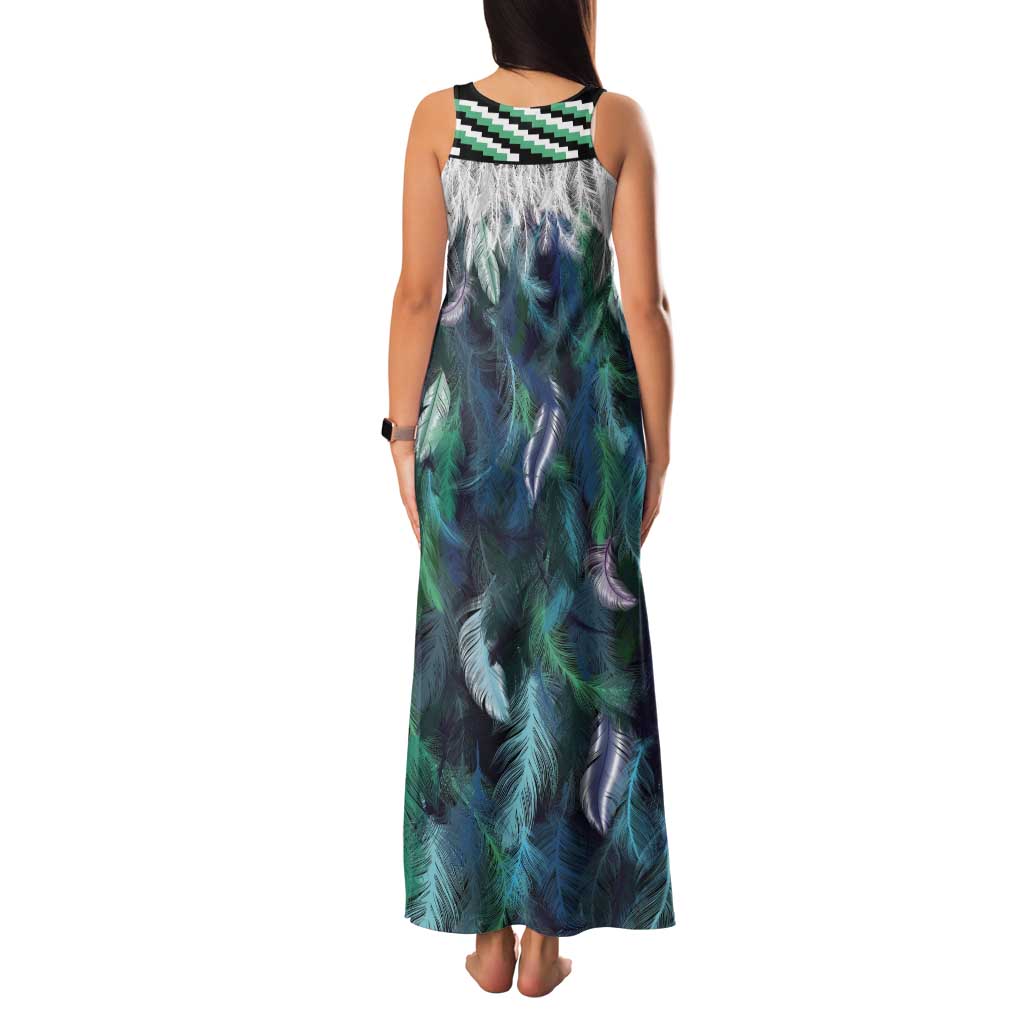 Aotearoa Korowai Motif Tank Maxi Dress Maori Tane Poutama
