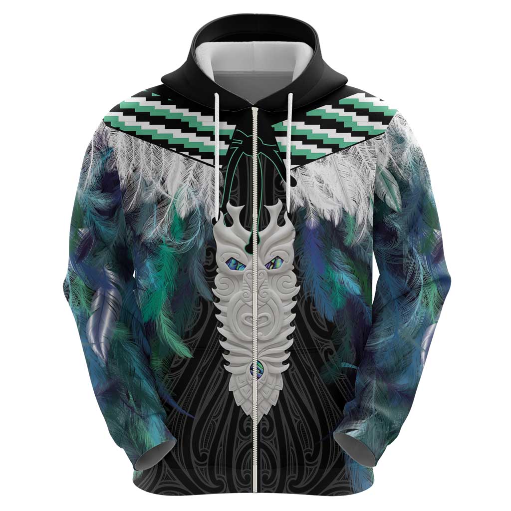 Aotearoa Korowai Motif Zip Hoodie Maori Tane Poutama