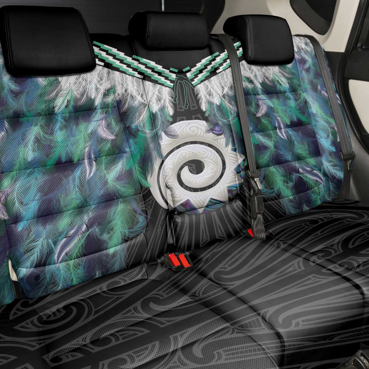 Aotearoa Korowai Motif Back Car Seat Cover Maori Koru Poutama
