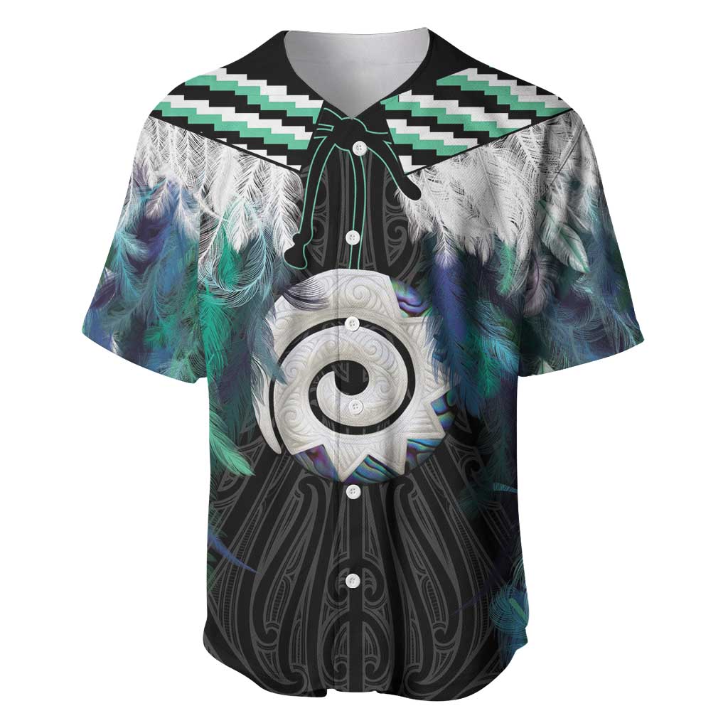 Aotearoa Korowai Motif Baseball Jersey Maori Koru Poutama LT14 Turquoise - Polynesian Pride