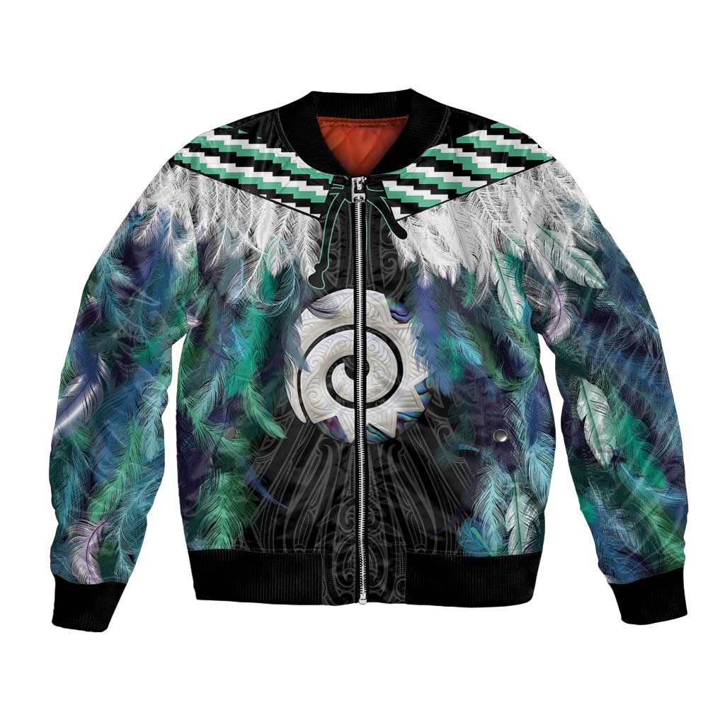 Aotearoa Korowai Motif Bomber Jacket Maori Koru Poutama