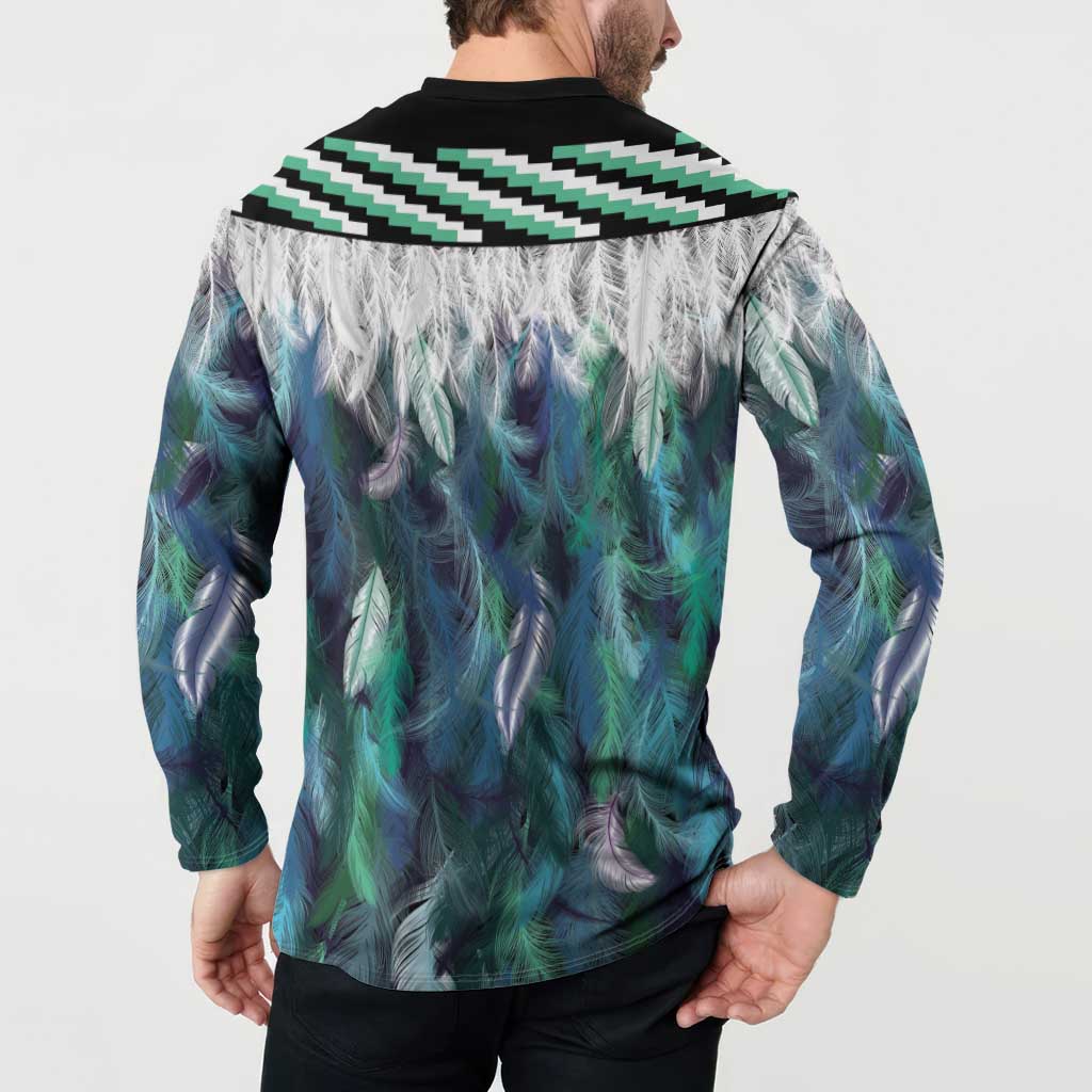 Aotearoa Korowai Motif Button Sweatshirt Maori Koru Poutama LT14 - Polynesian Pride