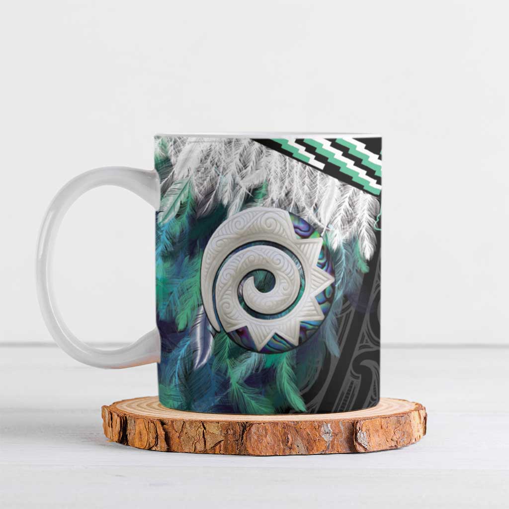 Aotearoa Korowai Motif Ceramic Mug Maori Koru Poutama - Polynesian Pride