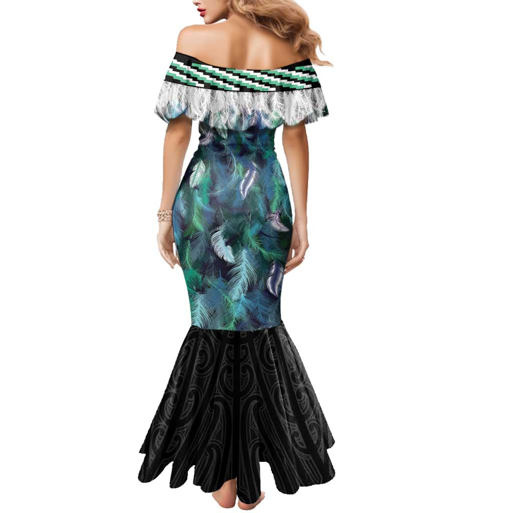 Aotearoa Korowai Motif Family Matching Mermaid Dress and Hawaiian Shirt Maori Koru Poutama