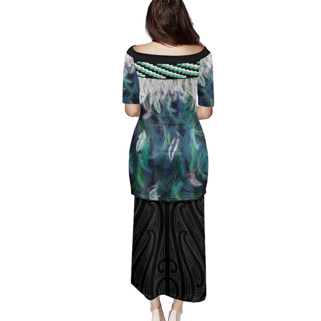 Aotearoa Korowai Motif Family Matching Puletasi and Hawaiian Shirt Maori Koru Poutama