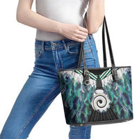Aotearoa Korowai Motif Leather Tote Bag Maori Koru Poutama