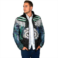 Aotearoa Korowai Motif Padded Jacket Maori Koru Poutama - Polynesian Pride