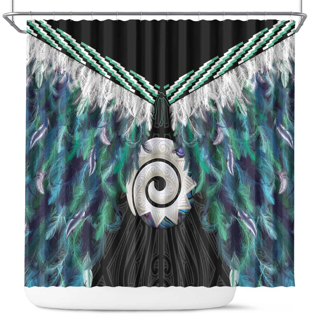 Aotearoa Korowai Motif Shower Curtain Maori Koru Poutama