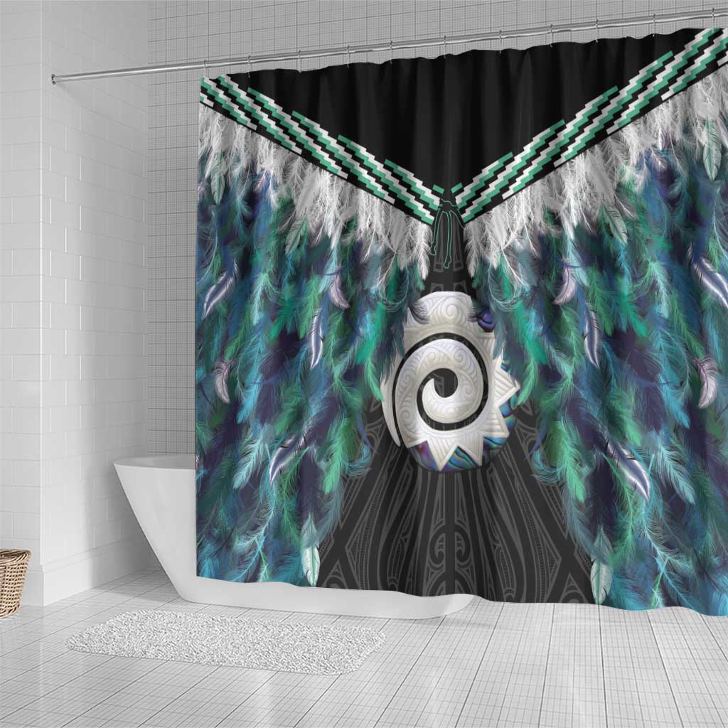 Aotearoa Korowai Motif Shower Curtain Maori Koru Poutama
