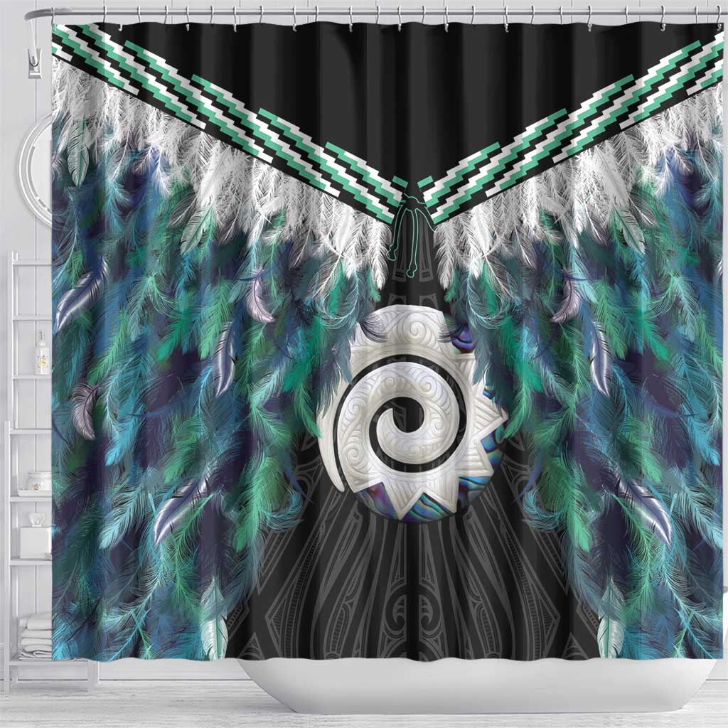 Aotearoa Korowai Motif Shower Curtain Maori Koru Poutama