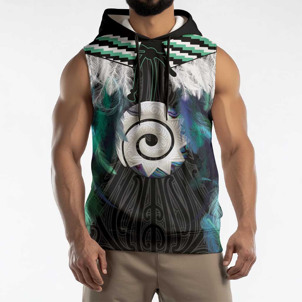 Aotearoa Korowai Motif Sleeveless Hoodie Maori Koru Poutama - Polynesian Pride
