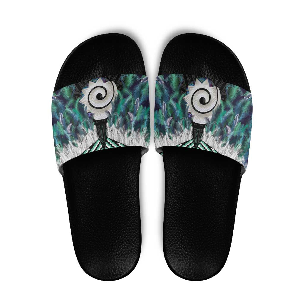 Aotearoa Korowai Motif Slide Sandals Maori Koru Poutama - Polynesian Pride