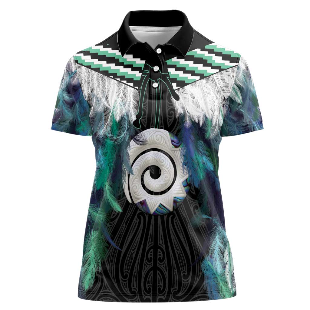 Aotearoa Korowai Motif Women Polo Shirt Maori Koru Poutama